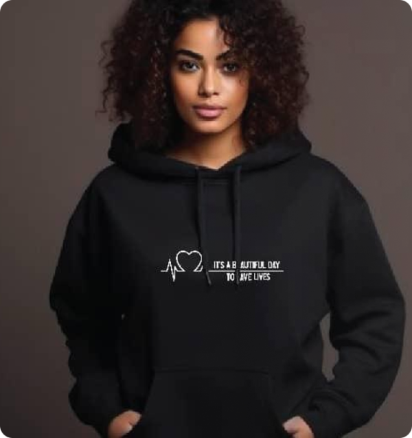 It’s A Beautiful Day To Save Lives Adult Unisex Black Hoodie
